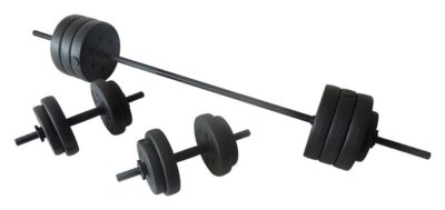 Opti 50kg Vinyl Barbell Dumbbell Set. Opti 50kg Vinyl Barbell Dumbbell Set.